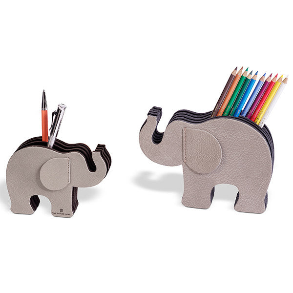 Graf von Faber-Castell Grey Leather Elephant Pencil Stand by Graf von Faber-Castell at Cult Pens