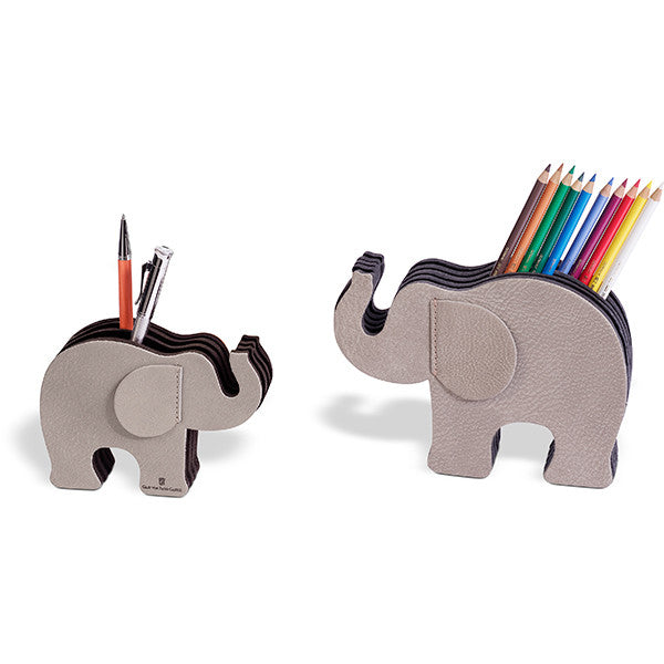 Graf von Faber-Castell Grey Leather Elephant Pencil Stand by Graf von Faber-Castell at Cult Pens