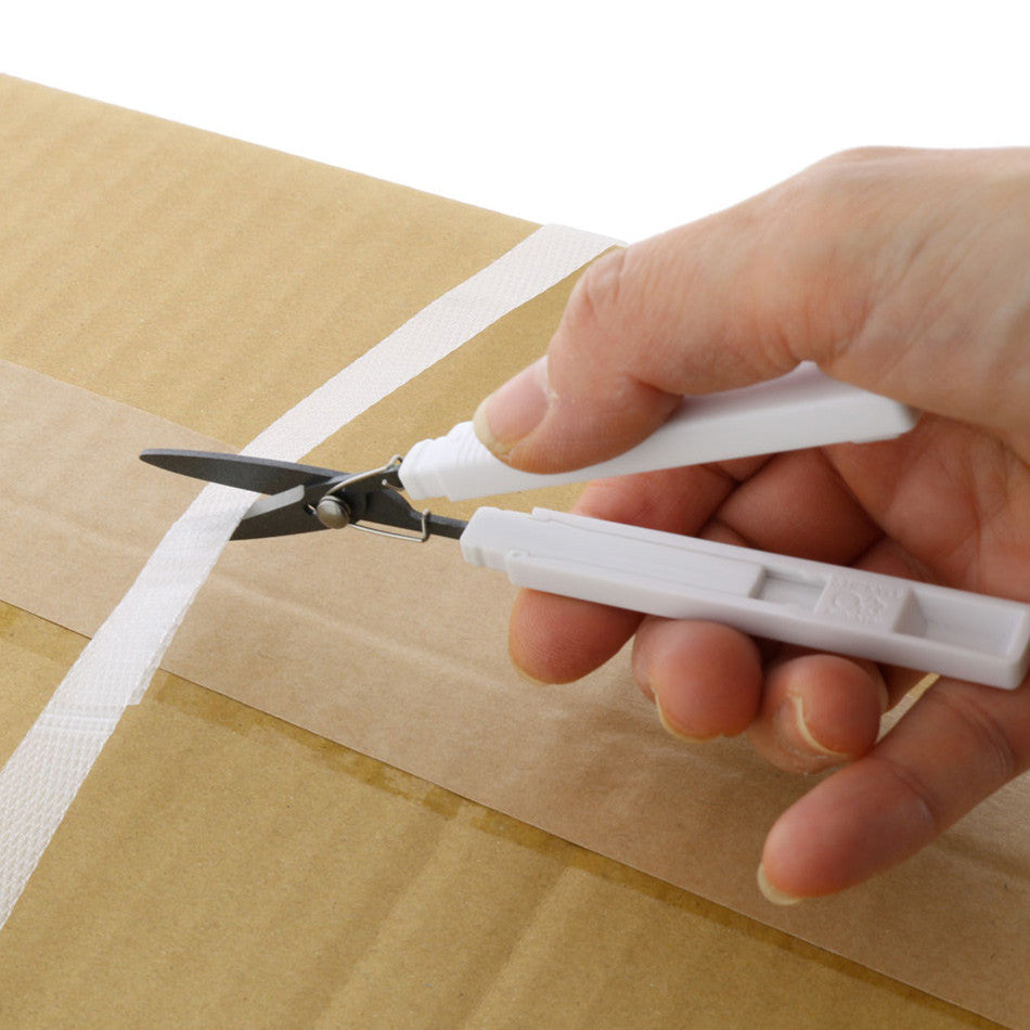 Sun-Star Stickyle Akeruno Scissors + Box Cutter White by Sun-Star at Cult Pens