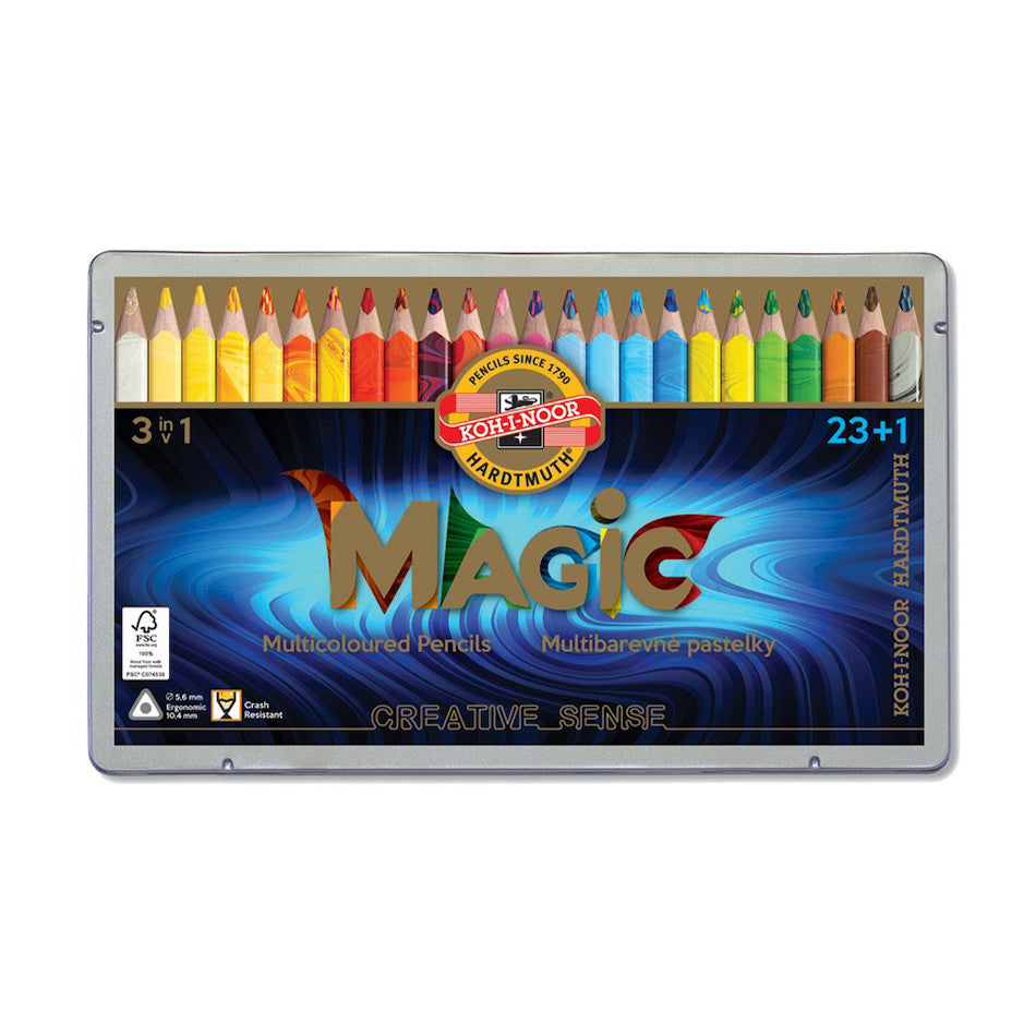 Koh-I-Noor 3408 Jumbo Triangular Coloured Magic Pencils Set of 23+1 by Koh-I-Noor at Cult Pens