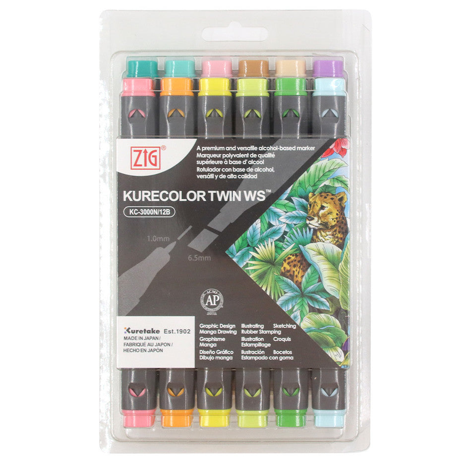 Kuretake Zig Kurecolor Twin Tipped Marker Pen Set of 12 Natural by Kuretake at Cult Pens