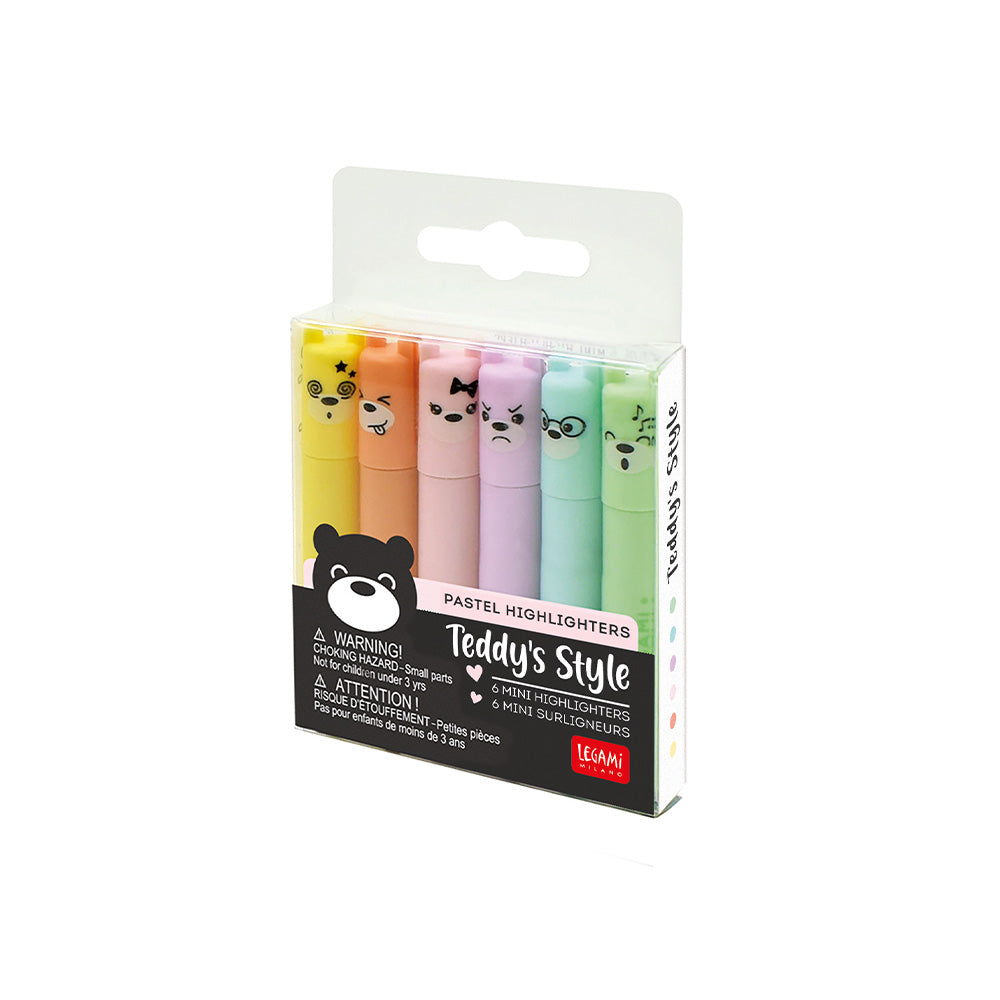 Legami Teddy Mini Highlighter Set of 6 by Legami at Cult Pens
