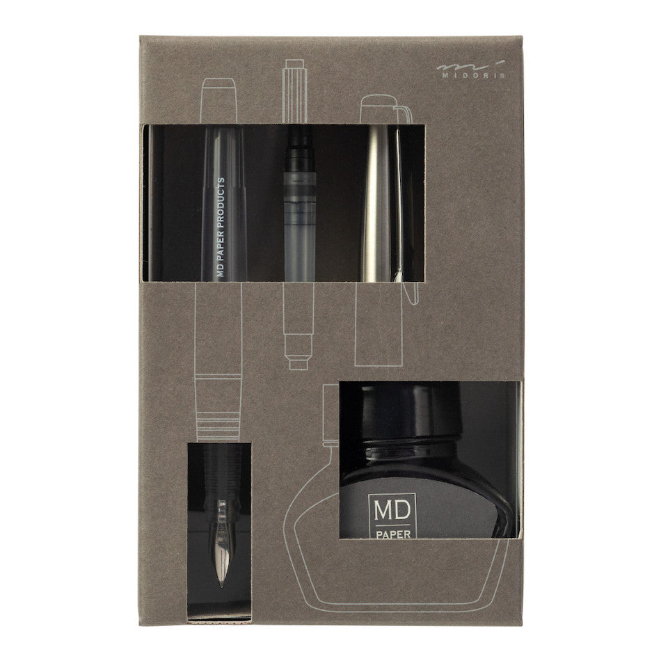 Midori MD Fountain Pen With Bottled Ink Limited Edition Grey by Midori at Cult Pens