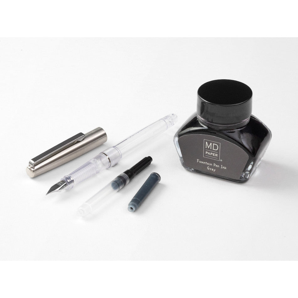 Midori MD Fountain Pen With Bottled Ink Limited Edition Grey by Midori at Cult Pens