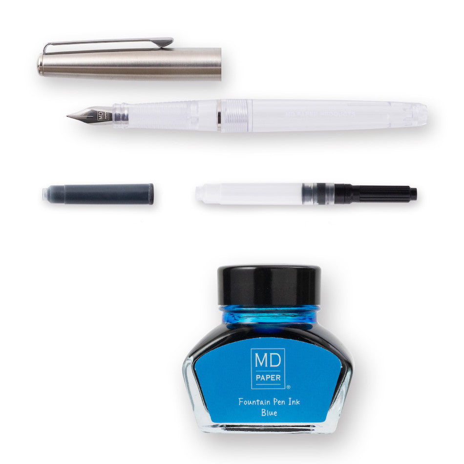 Midori MD Fountain Pen With Bottled Ink Limited Edition Blue by Midori at Cult Pens