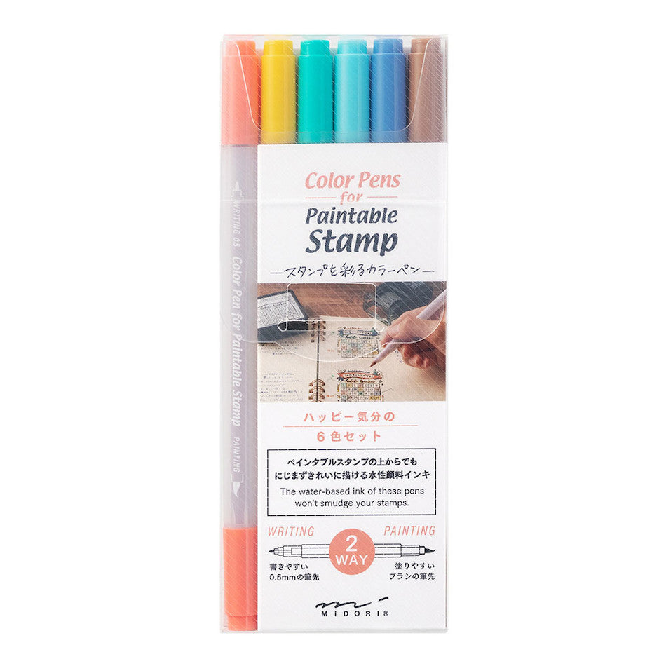 Midori Colour Pens for Paintable Stamp Set of 6 by Midori at Cult Pens