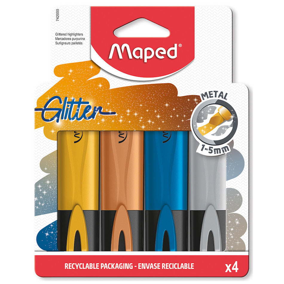 Maped Glitter Highlighter Set of 4 Metal by Maped at Cult Pens
