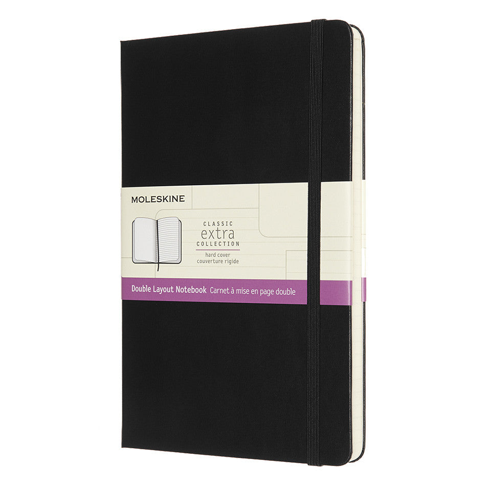 Moleskine Double Layout Notebook Hardcover Large Ruled-Plain Black by Moleskine at Cult Pens