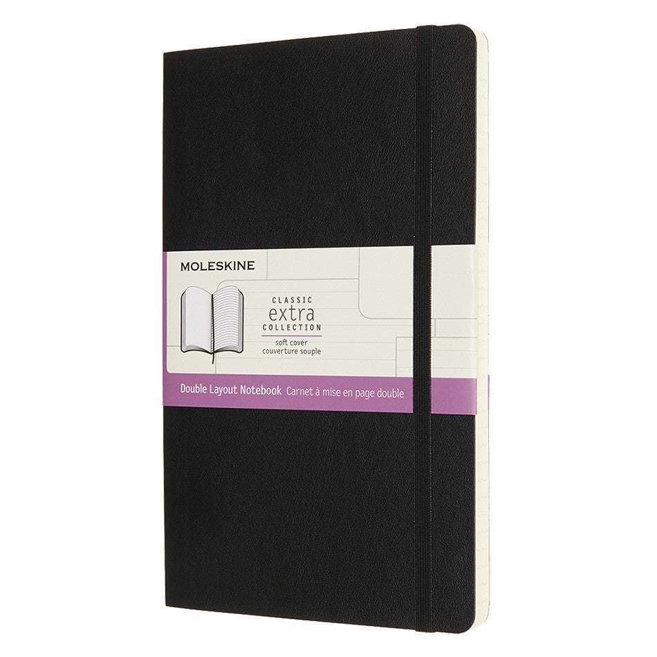 Moleskine Double Layout Notebook Softcover Large Ruled-Plain Black by Moleskine at Cult Pens