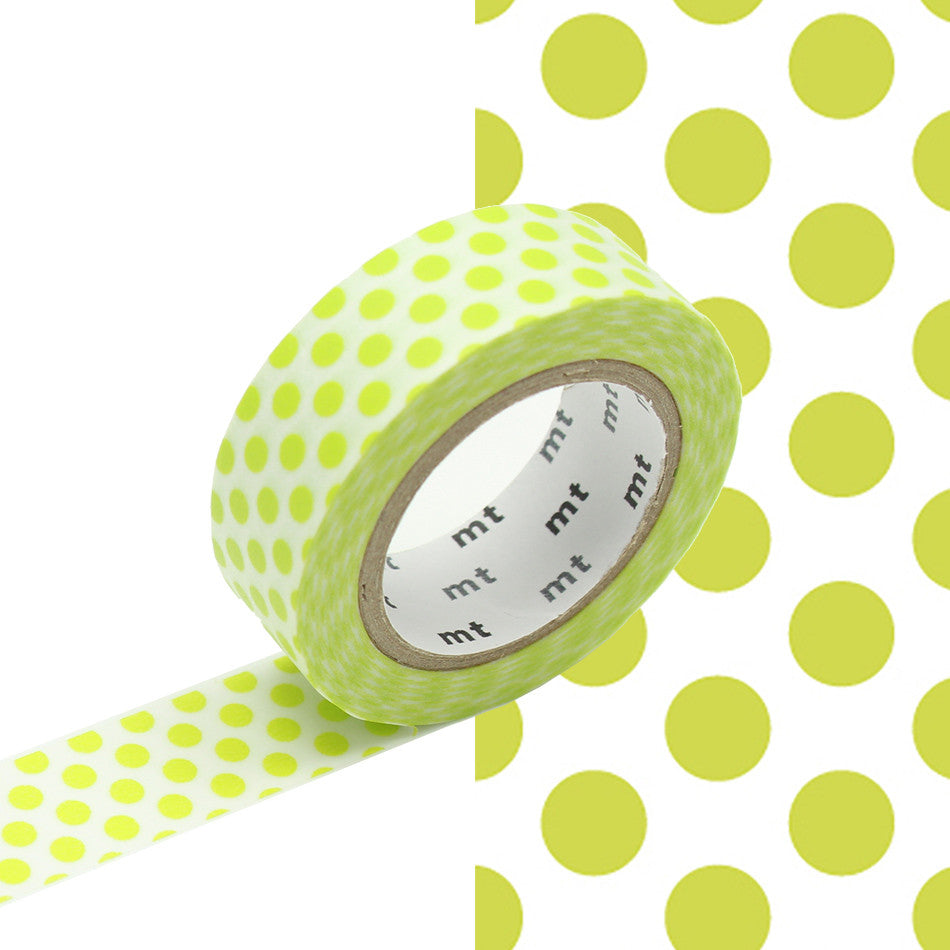 mt Washi Masking Tape - 15mm x 7m - Dot Lime by mt at Cult Pens