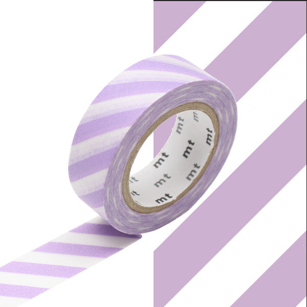 mt Washi Masking Tape - 15mm x 7m - Stripe Lilac 2 by mt at Cult Pens