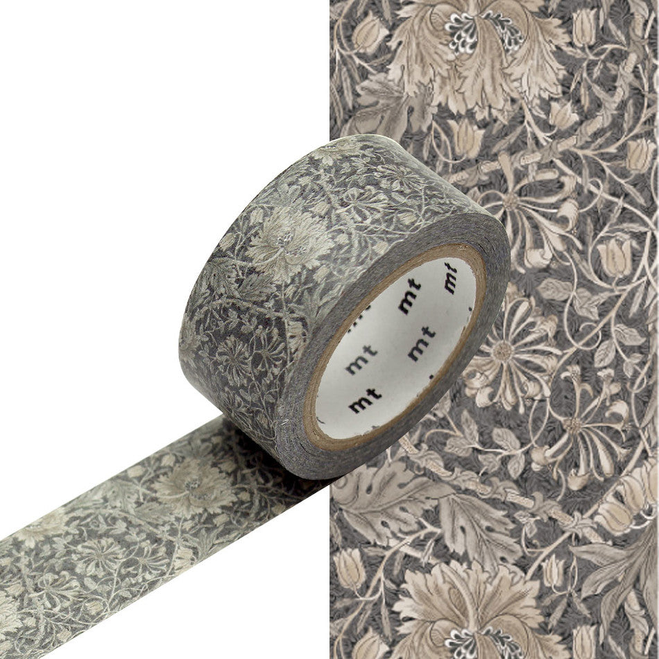 mt Washi Masking Tape - 20mm x 7m Pure Honeysuckle & Tullip Black Ink by mt at Cult Pens