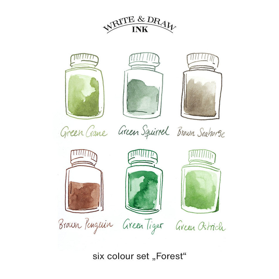 Octopus Write and Draw Ink Set of 6 Forest by Octopus Fluids at Cult Pens
