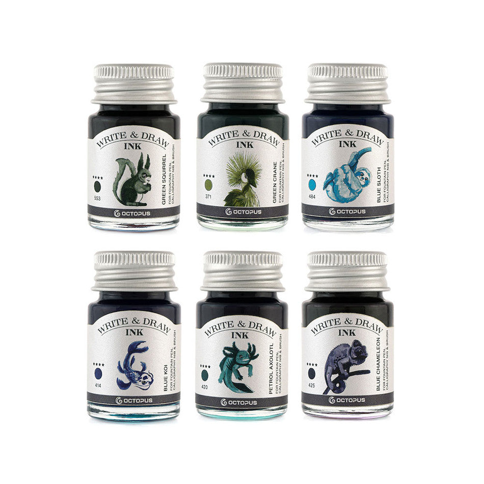 Octopus Write and Draw Ink Set of 6 River by Octopus Fluids at Cult Pens