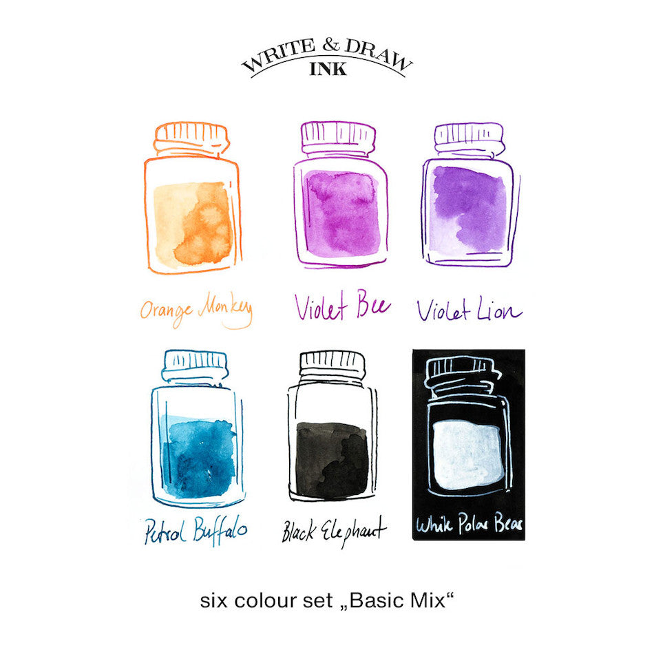 Octopus Write and Draw Ink Set of 6 Basic Mix by Octopus Fluids at Cult Pens
