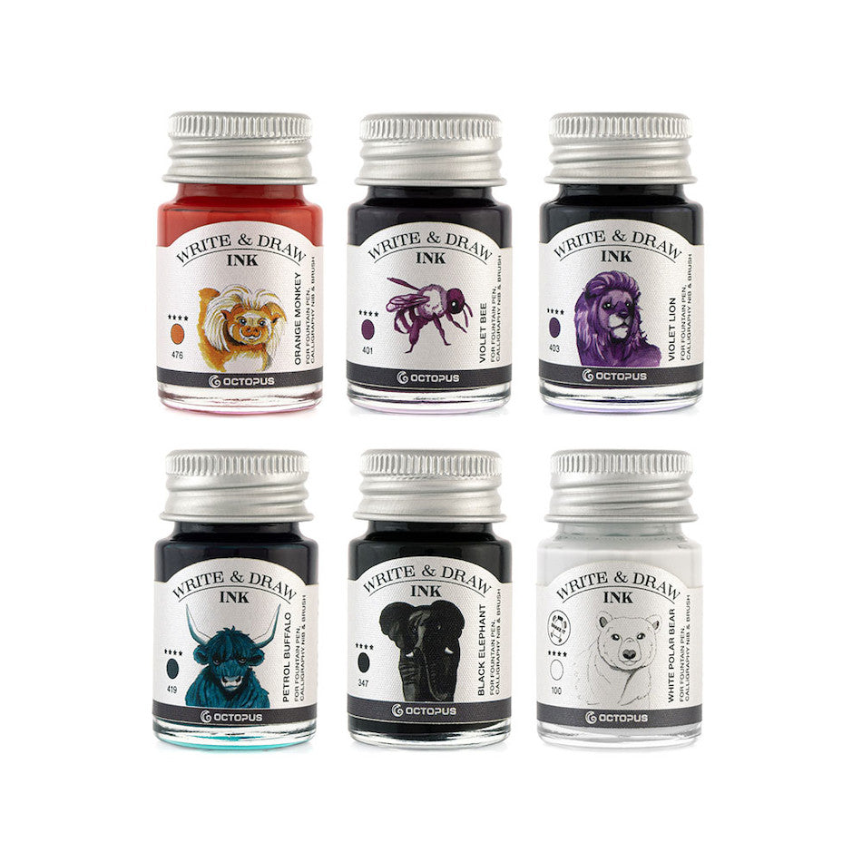 Octopus Write and Draw Ink Set of 6 Basic Mix by Octopus Fluids at Cult Pens