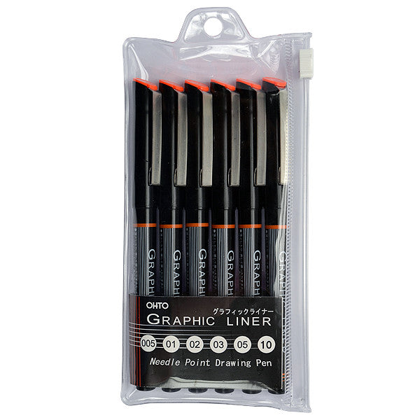 OHTO Graphic Liner Rollerball Drawing Pen Assorted Set of 6 by OHTO at Cult Pens