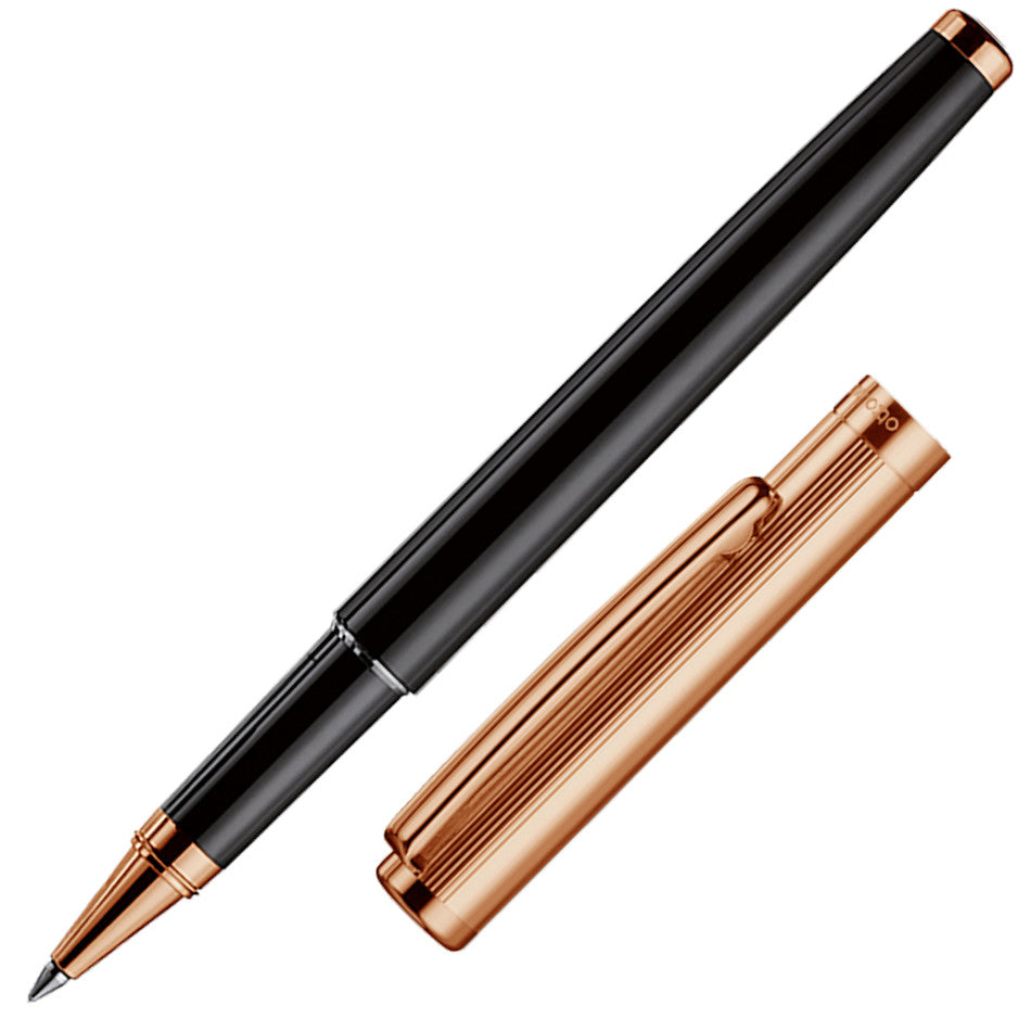 Otto Hutt Design 01 Rollerball Pen Black/Rose Gold by Otto Hutt at Cult Pens