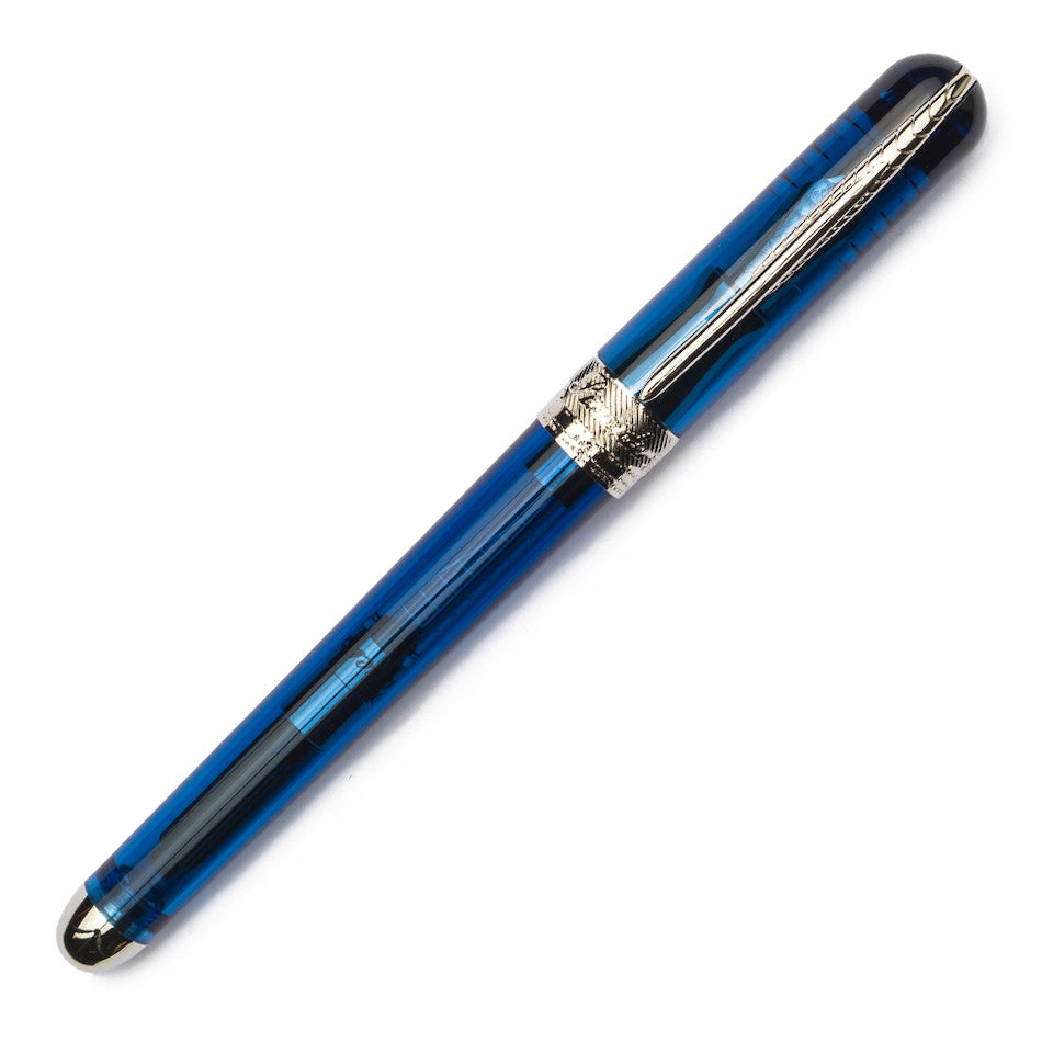 Pineider Avatar UR Demo Black Finitures Fountain Pen Sky Blue by Pineider at Cult Pens