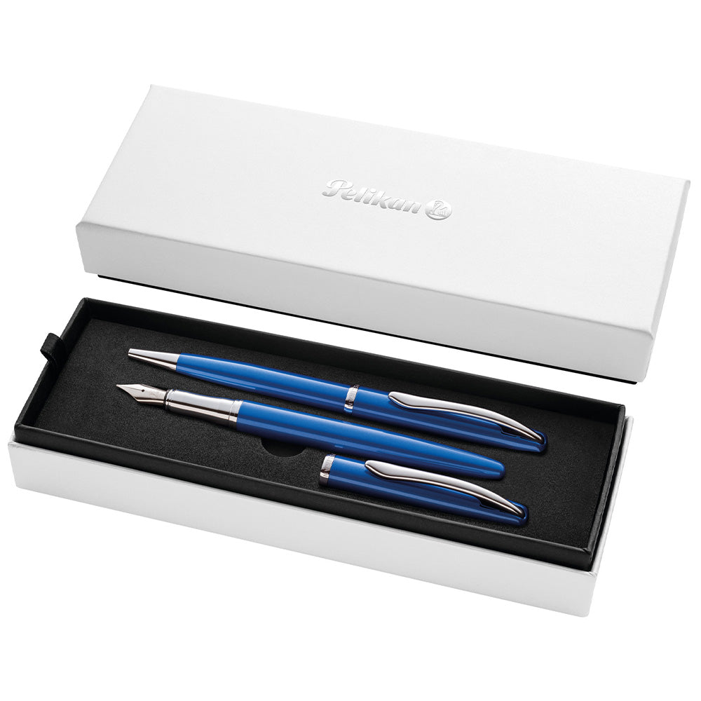Pelikan Jazz Noble Elegance Fountain Pen and Ballpoint Pen Set Sapphire by Pelikan at Cult Pens