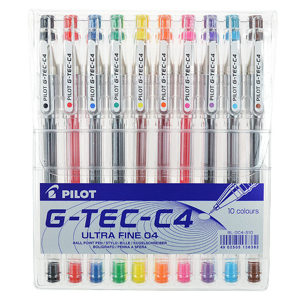 Pilot G-Tec-C4 Rollerball Pen Assorted Wallet of 10 by Pilot at Cult Pens
