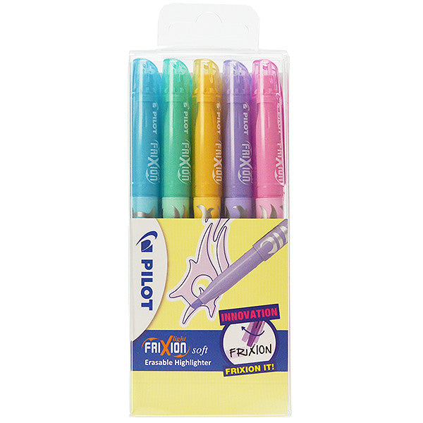 Pilot FriXion Light Soft Pastel Erasable Highlighter Wallet of 5 by Pilot at Cult Pens