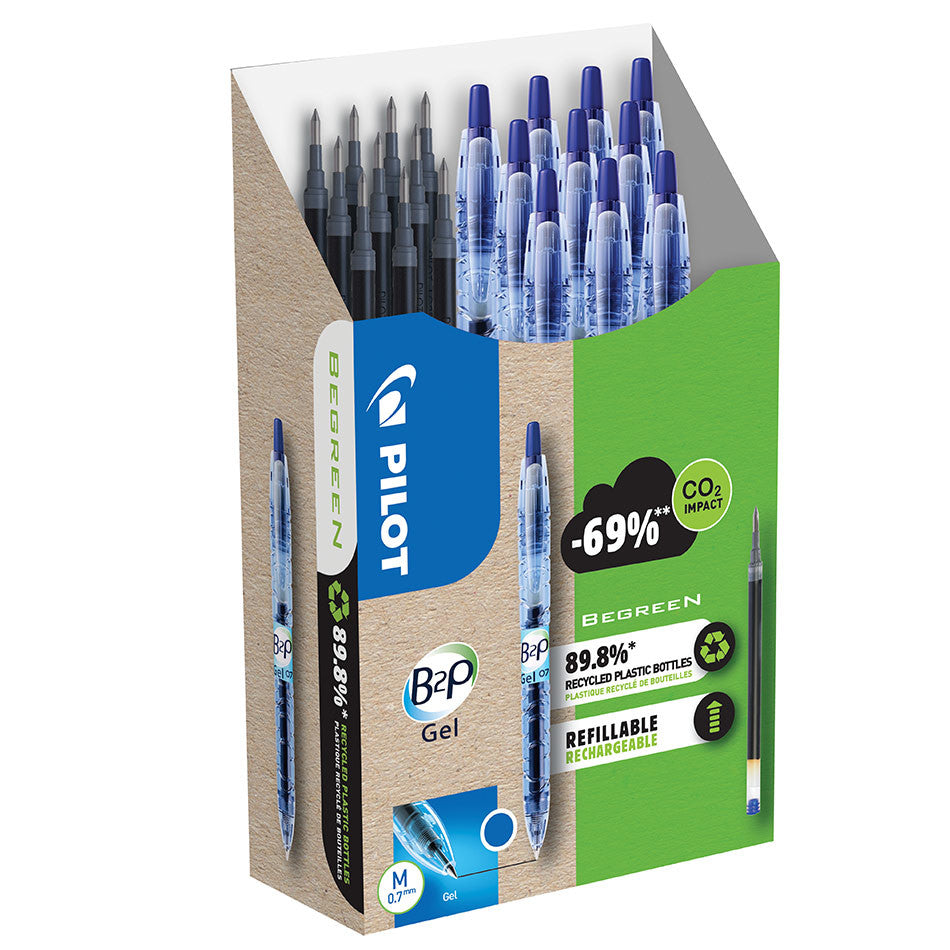 Pilot BegreeN B2P Gel Rollerball Pen Medium Pen and Refill Set Blue by Pilot at Cult Pens