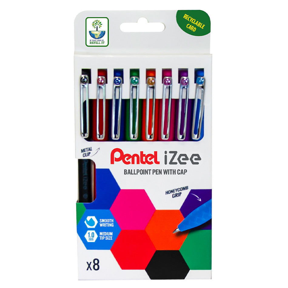 Pentel iZee Ballpoint Pen Wallet of 8 by Pentel at Cult Pens