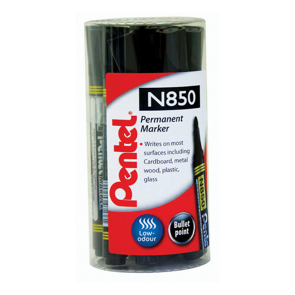 Pentel N850 Bullet Marker Pen Set of 12 Black by Pentel at Cult Pens