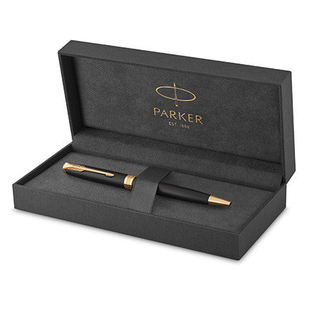 Parker Sonnet Ballpoint Pen Matte Black Lacquer with Gold Trim by Parker at Cult Pens
