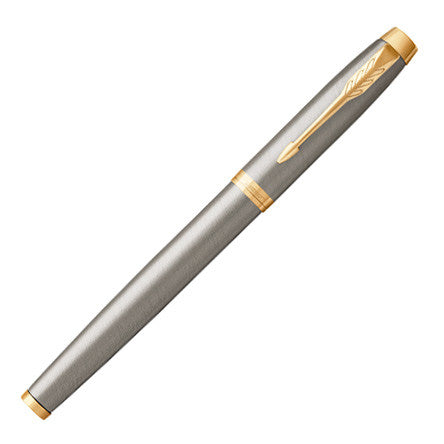 Parker IM Rollerball Pen Brushed Metal with Gold Trim by Parker at Cult Pens