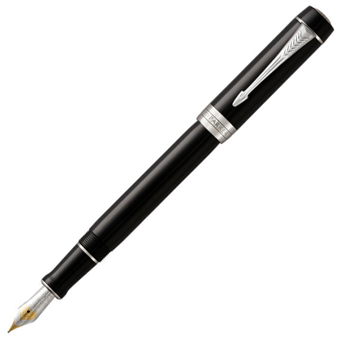 Parker Duofold Classic Fountain Pen Black with Chrome Trim by Parker at Cult Pens