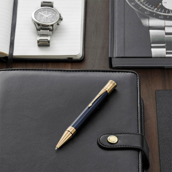 Parker Duofold Prestige Ballpoint Pen Blue Chevron by Parker at Cult Pens