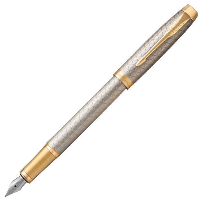 Parker IM Premium Fountain Pen Warm Silver with Gold Trim by Parker at Cult Pens