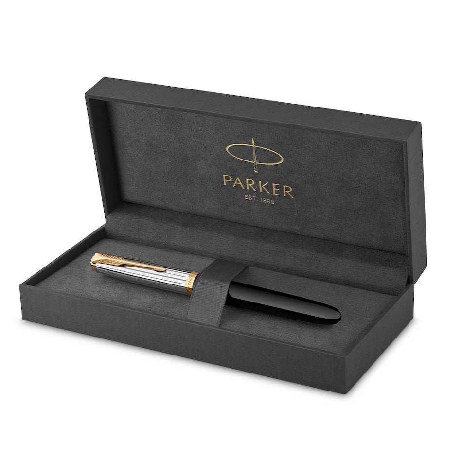 Parker 51 Fountain Pen Black with Gold Trim by Parker at Cult Pens