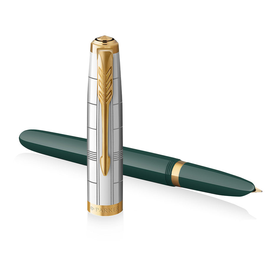 Parker 51 Fountain Pen Forest Green with Gold Trim by Parker at Cult Pens