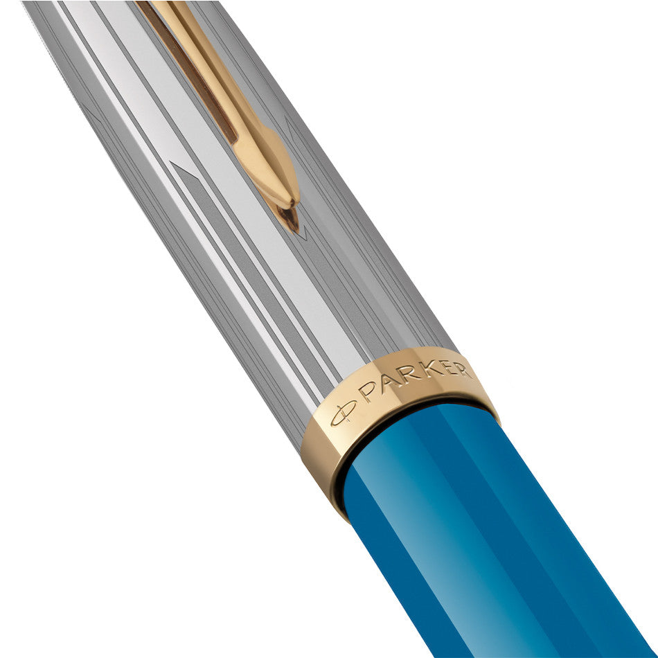 Parker 51 Fountain Pen Turquoise with Gold Trim by Parker at Cult Pens