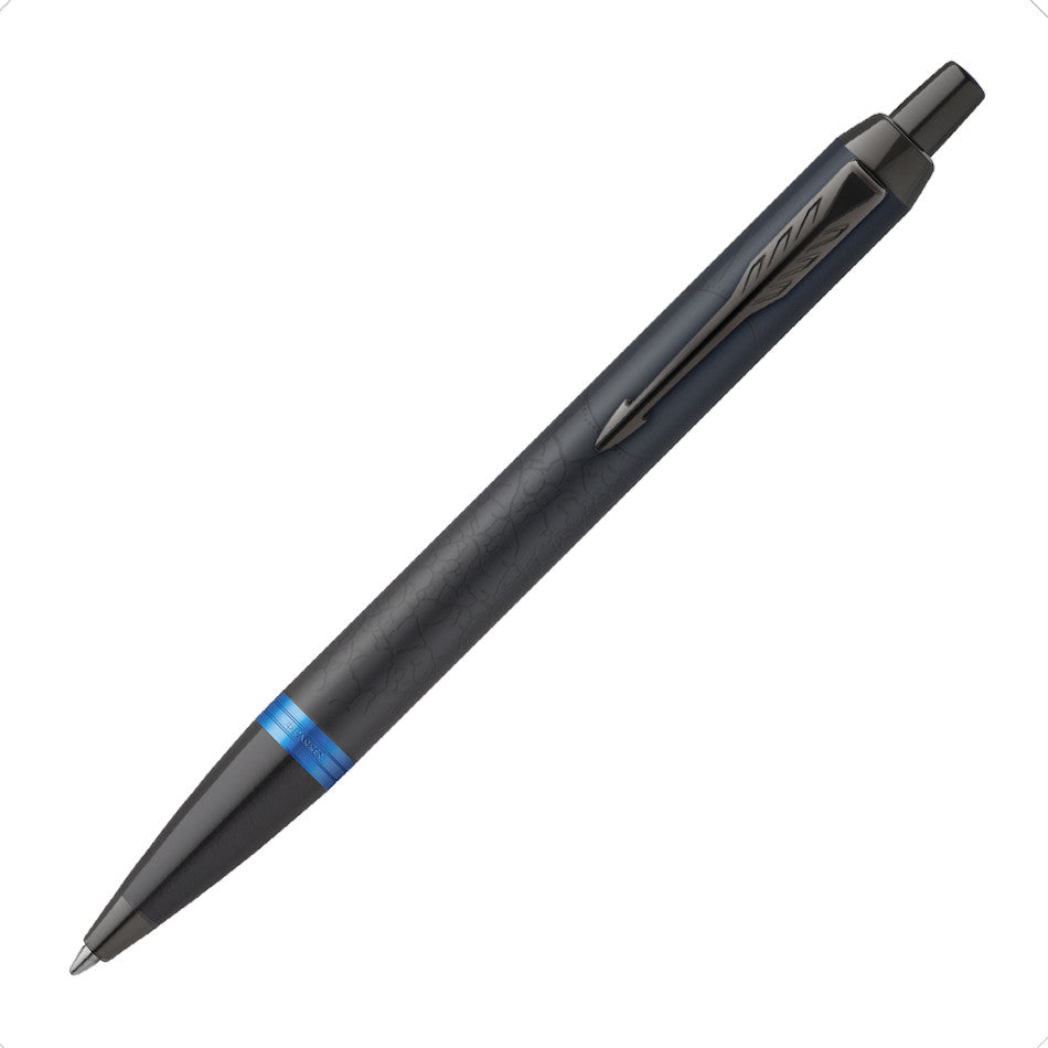 Parker IM Vibrant Rings Ballpoint Pen Black & Marine Blue by Parker at Cult Pens