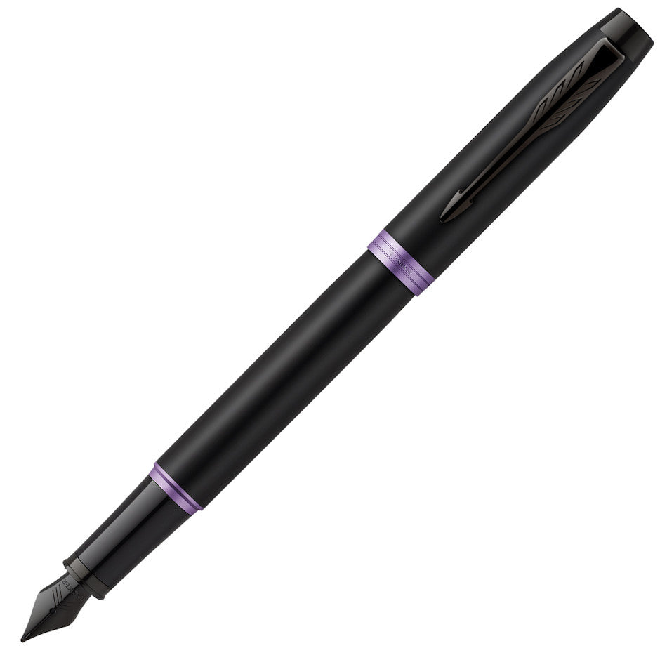 Parker IM Vibrant Rings Fountain Pen Black & Amethyst Purple by Parker at Cult Pens
