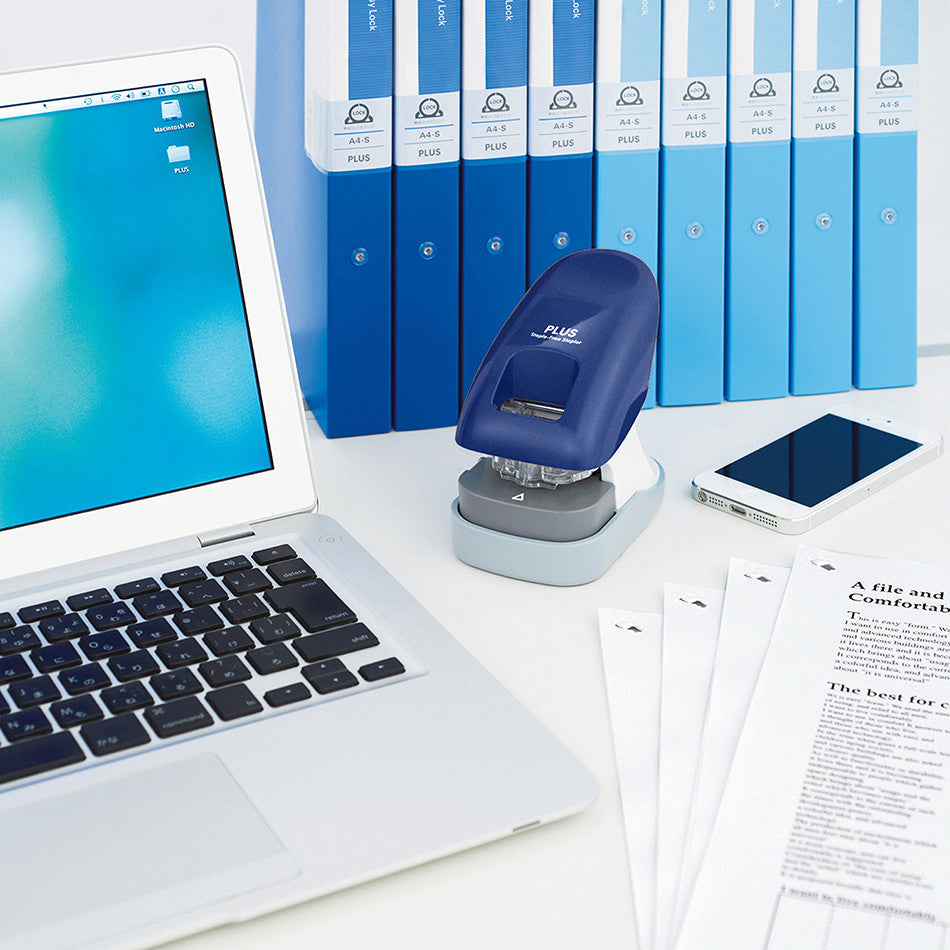 PLUS Staple-Free Desk Stapler Blue by PLUS at Cult Pens