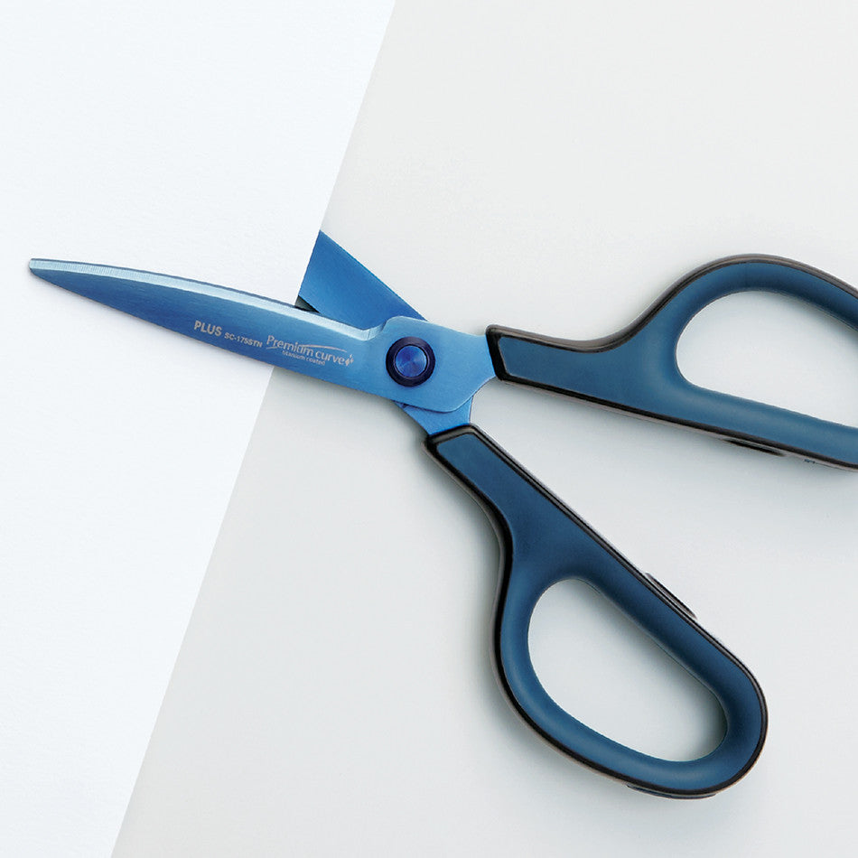 PLUS Fitcut Curve Scissors Premium Titanium-Coated Blue by PLUS at Cult Pens