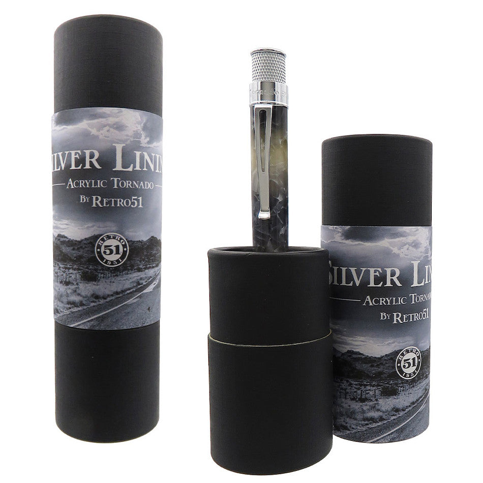 Retro 51 Tornado Acrylic Rollerball Pen Silver Lining by Retro 51 at Cult Pens