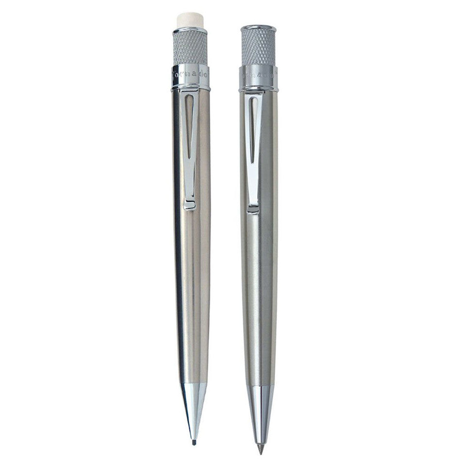 Retro 51 Tornado Rollerball Pen and Mechanical Pencil Set Stainless by Retro 51 at Cult Pens