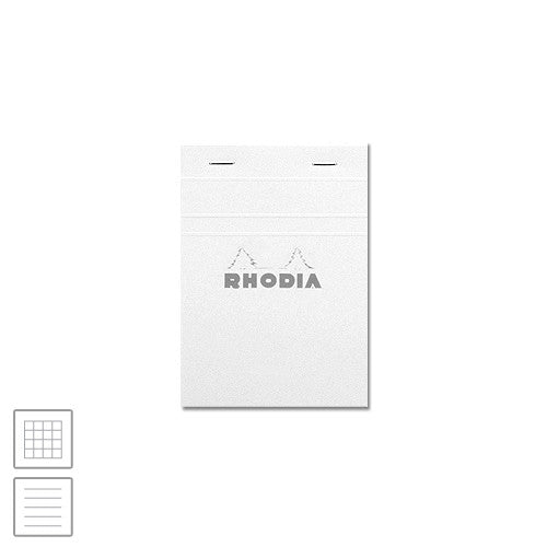 Rhodia Ice White Head-Stapled Notepad No.13 A6 (105 x 148) by Rhodia at Cult Pens
