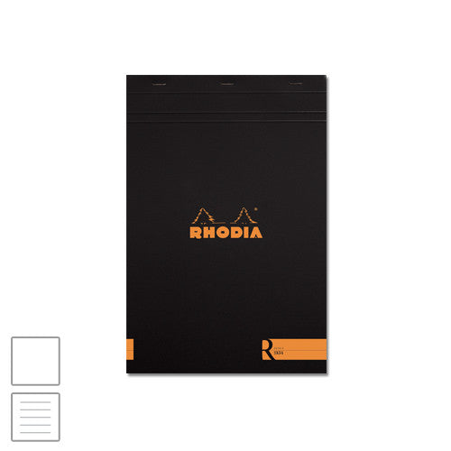 Rhodia R Head-Stapled Notepad No.18 A4 (210 x 297) Black by Rhodia at Cult Pens