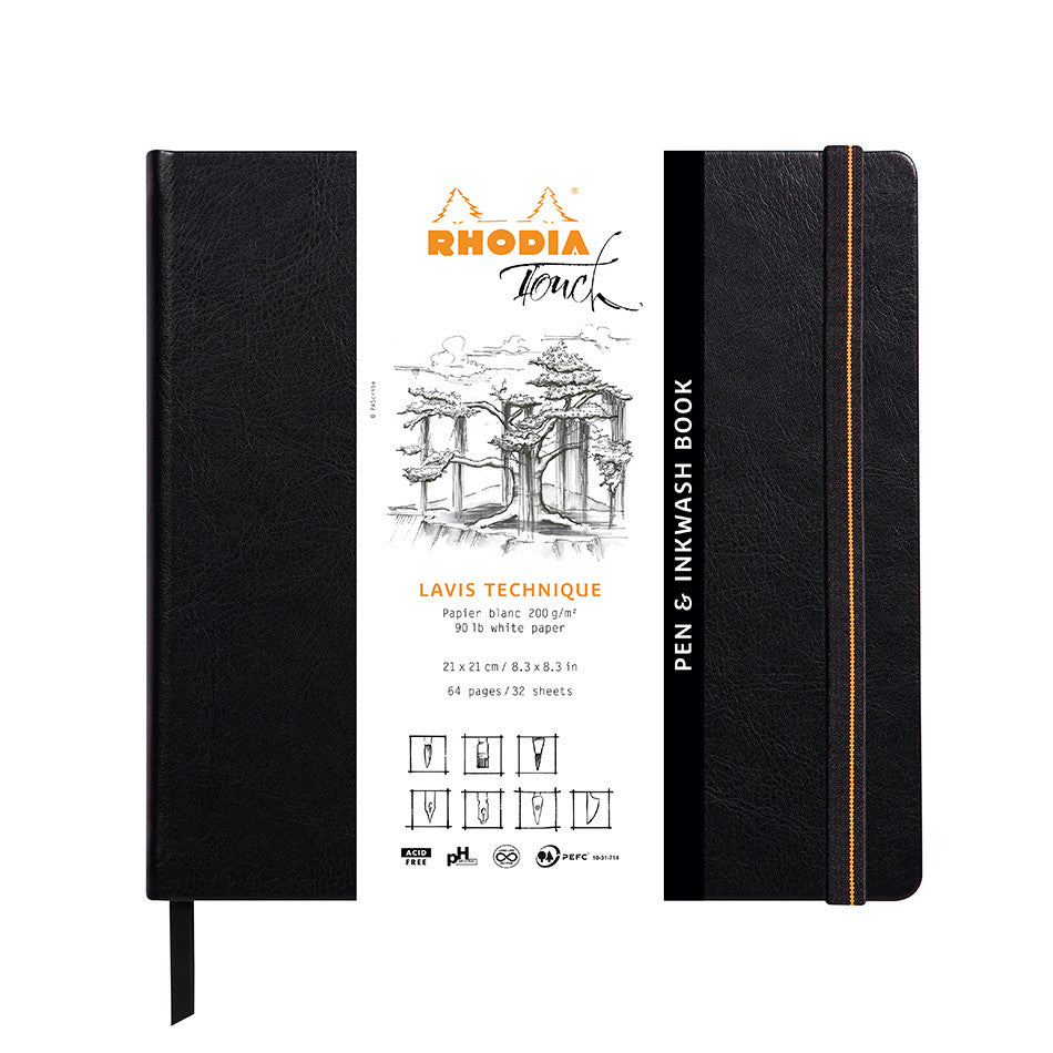 Rhodia Touch Pen & Inkwash Book Hardcover 210x210mm by Rhodia at Cult Pens