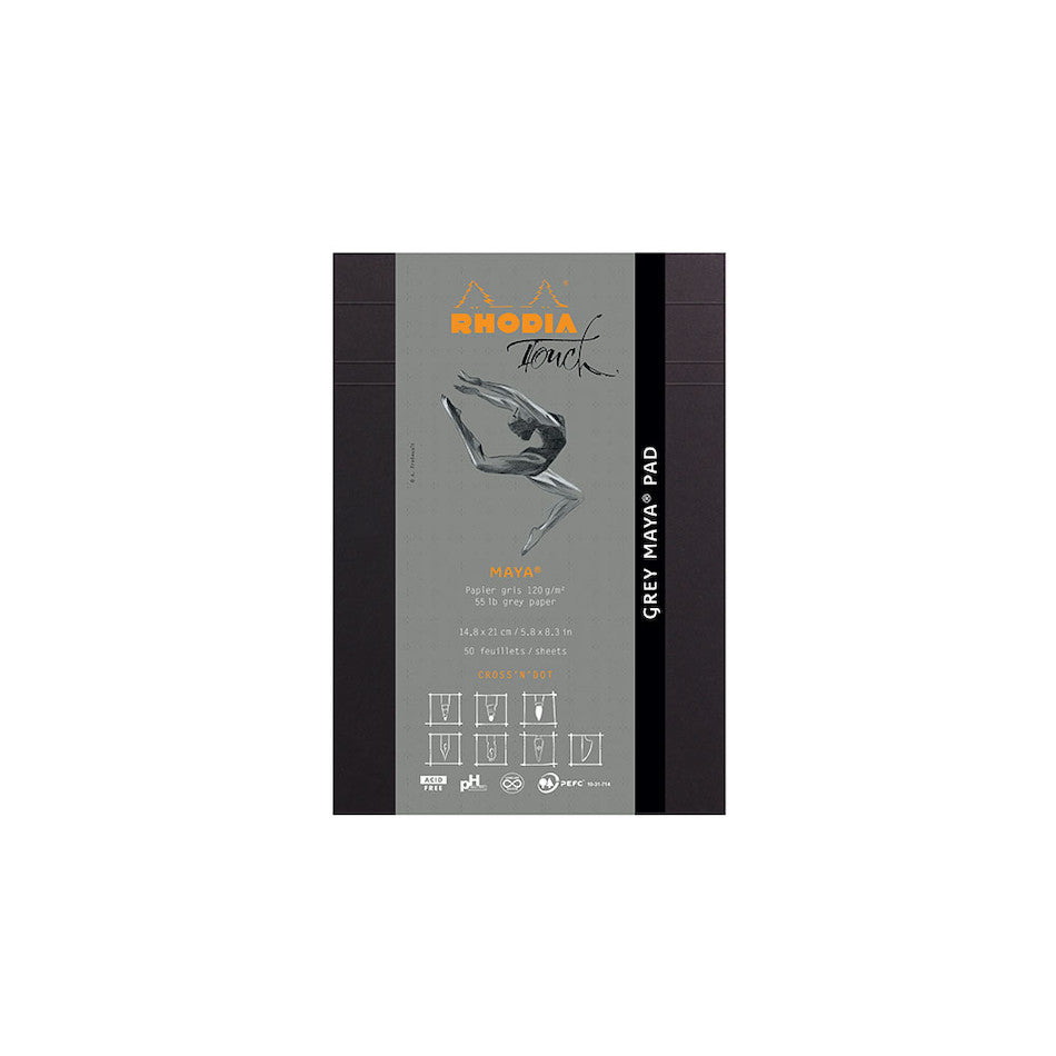 Bloc Rhodia Touch A4+ - Papier Clairefontaine Maya 120g/m², Réglure Cross'N'Dot Pour Calligraphie Et Dessin
