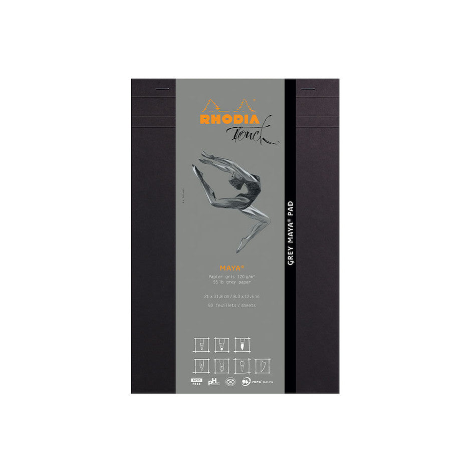 Rhodia Touch Maya Pad Grey A4 Blank by Rhodia at Cult Pens