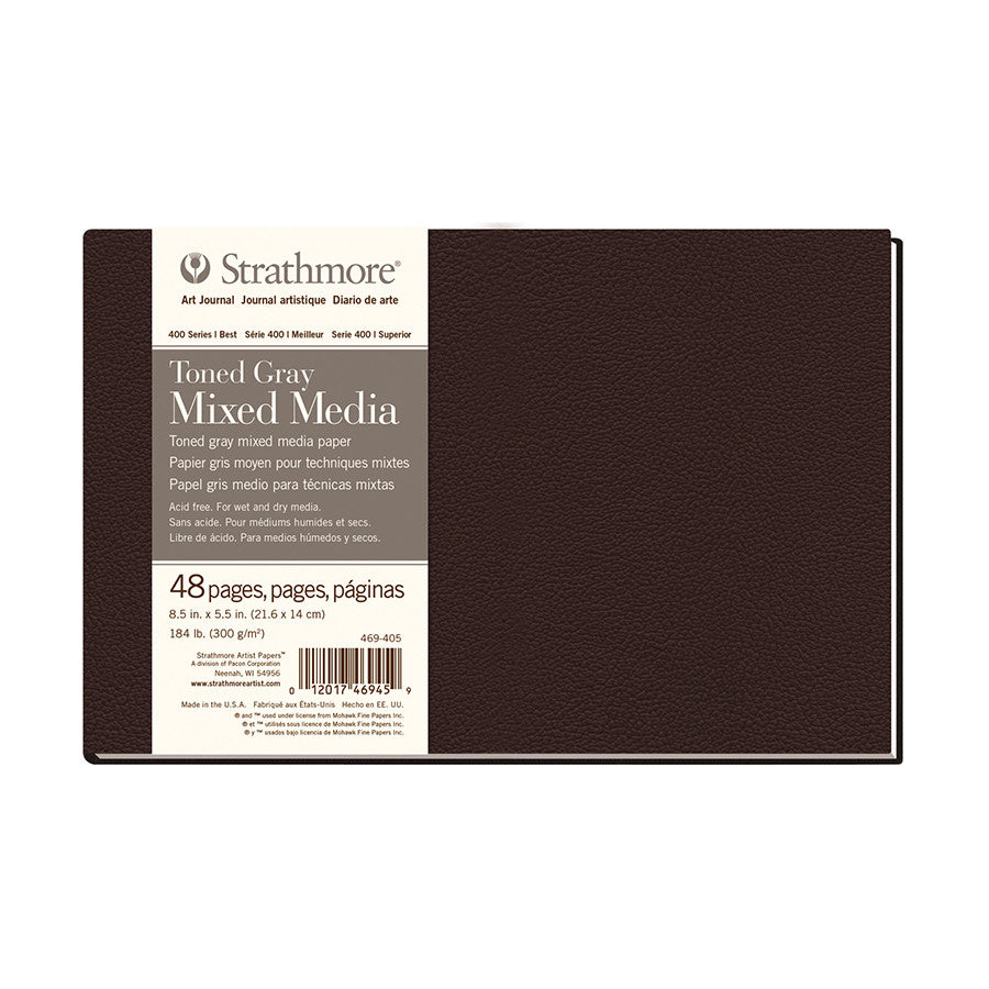 Strathmore 400 Toned Grey Mixed Media Art Journal Hardback 8.5x5.5 by Strathmore at Cult Pens
