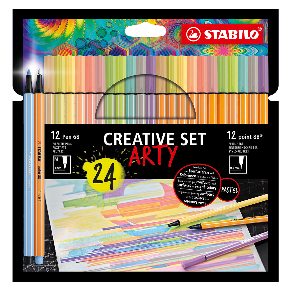 STABILO Pen 68 & point 88 Creative Arty Set of 24 Pastel Colours by STABILO at Cult Pens